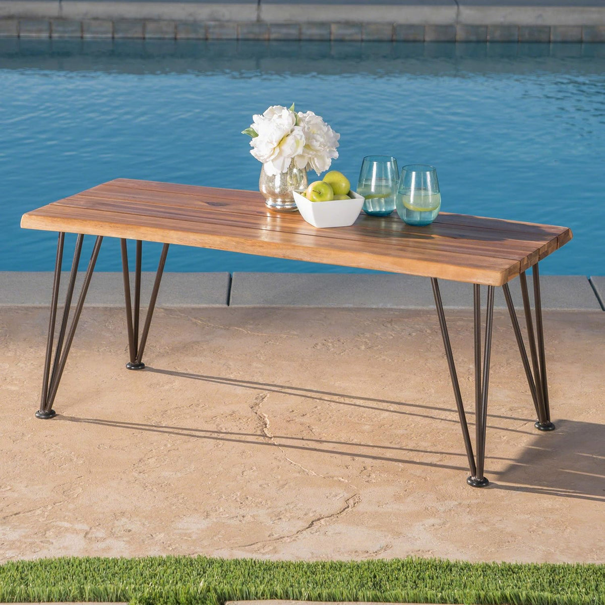 Industrial Iron and Teak Finished Acacia Wood Coffee Table M82492