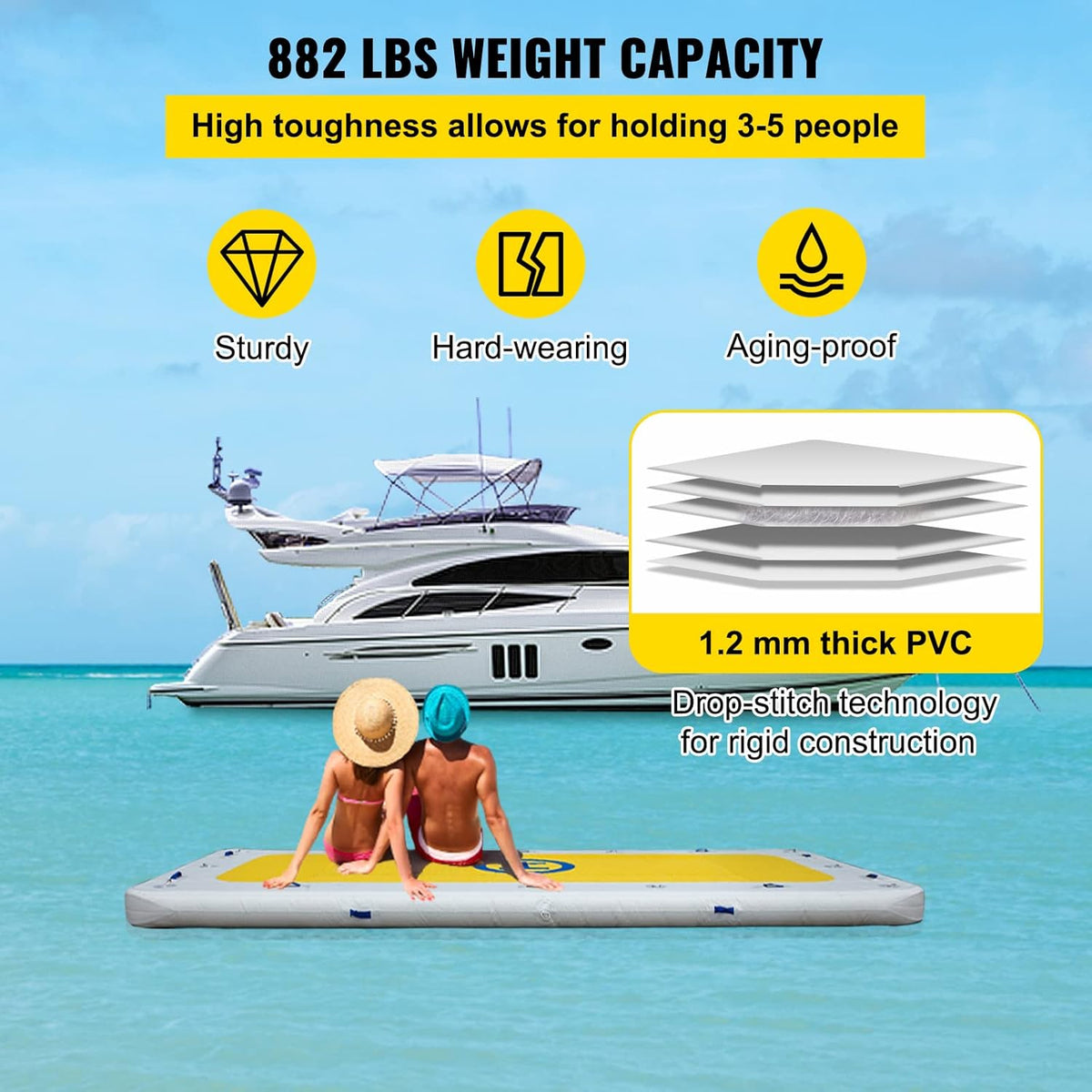8 x 8 ft Inflatable Dock Floating Platform G88708