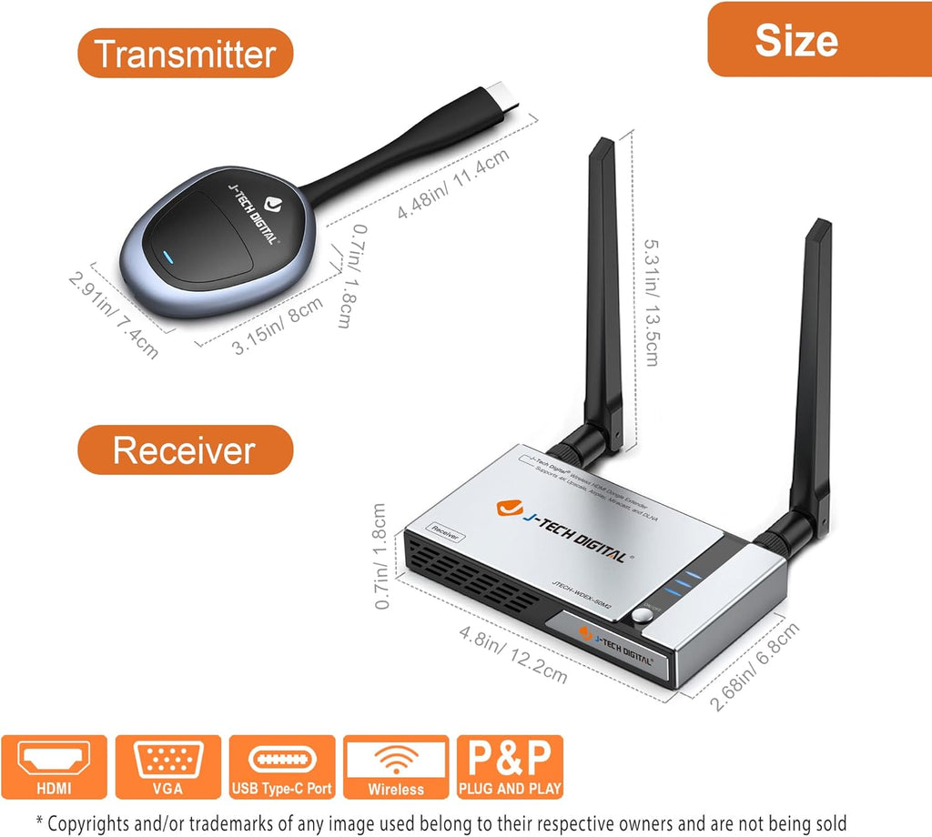 HDMI Wireless Extender Dongle Adapter Kit 1080p 98 Feet J910