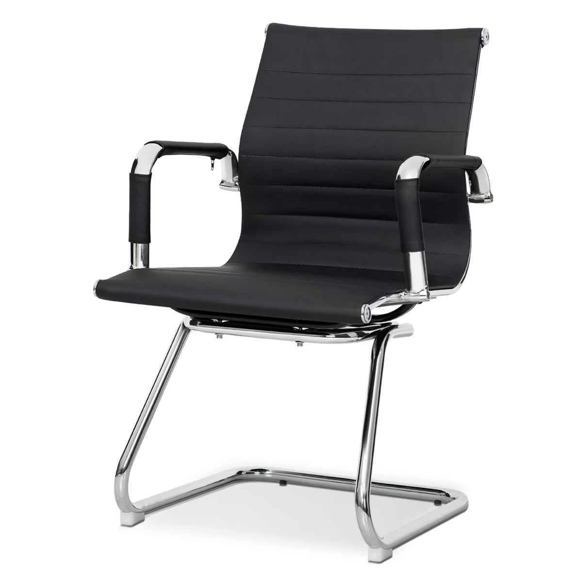 Black PU Leather Ergonomic Mid Back Office Chair C652295