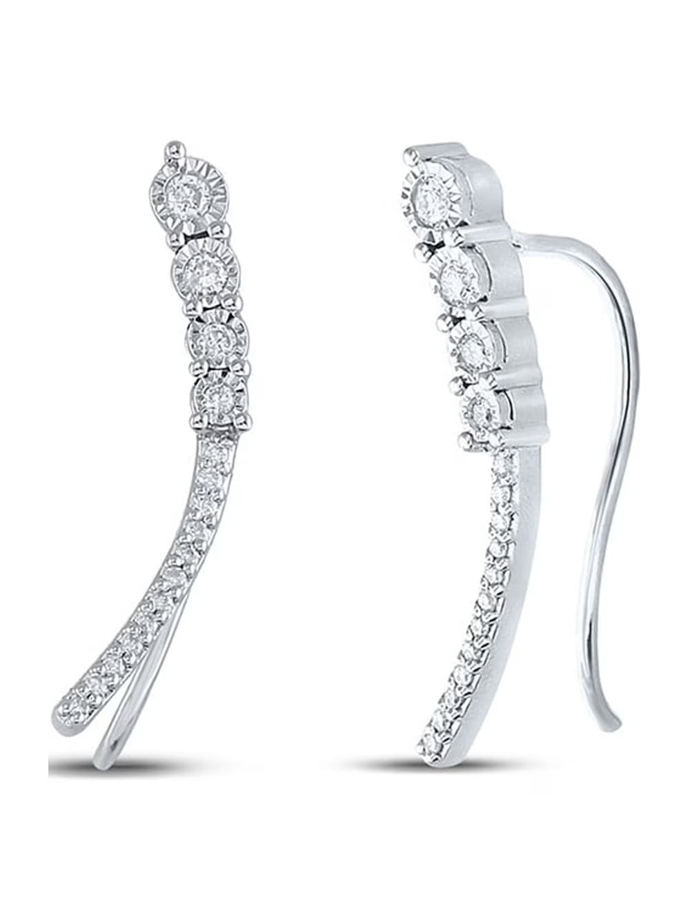 Sterling Silver Diamond Climber Earrings 1/4 Cttw G94663