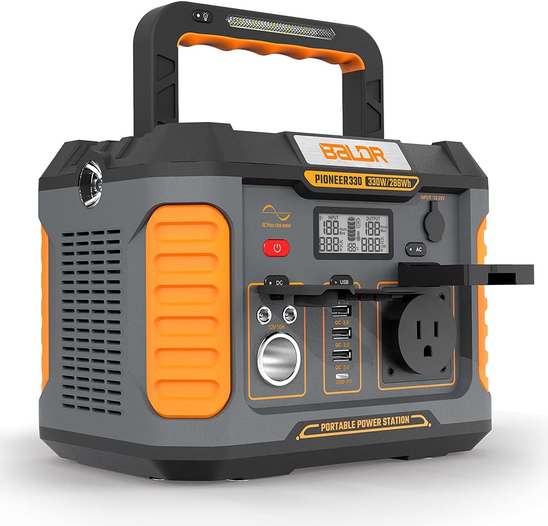 Portable Power Station 330W 288Wh Lithium Battery Solar Generator with Pure Sine Wave Inverter T118566