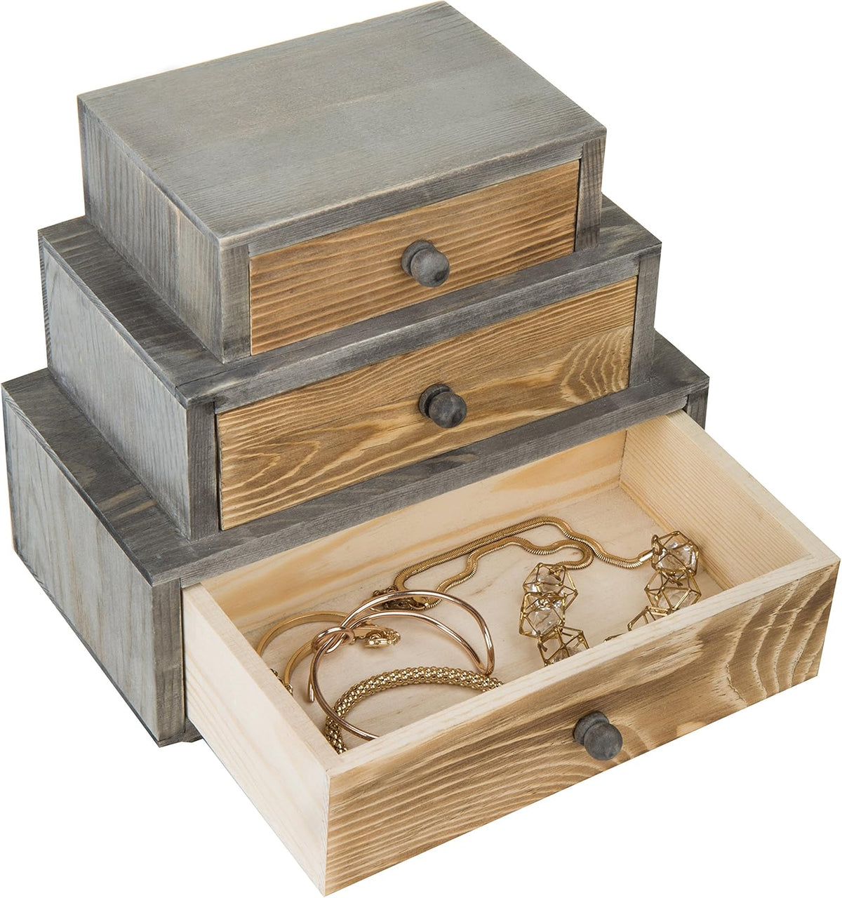 Rustic Wood 3-Drawer Desk Organizer Cabinet I37393