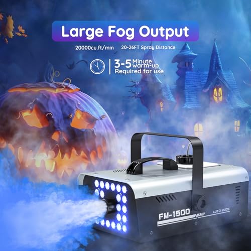 1500W Fog Machine with 24 LEDs Strobe Lights and Remote I438