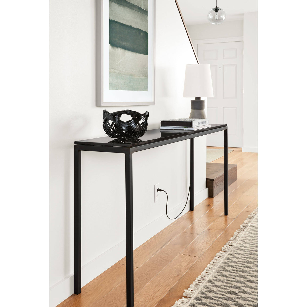 White Venatino Marble Parsons Console Table C5218