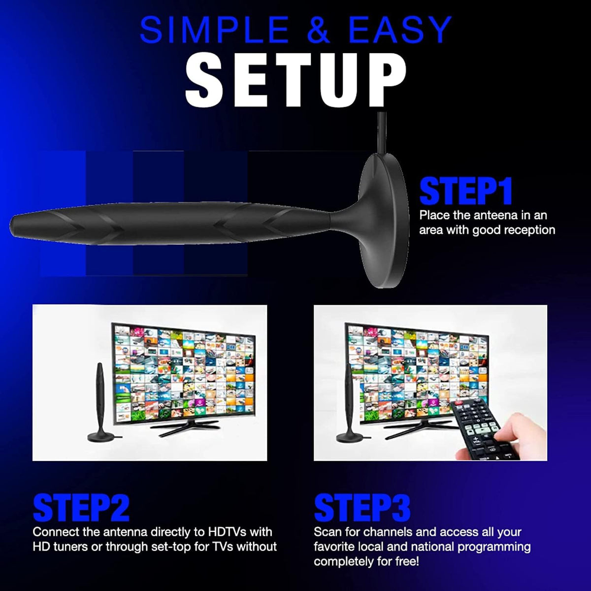 Amplified TV Antenna with 20 ft Coaxial Cable N787