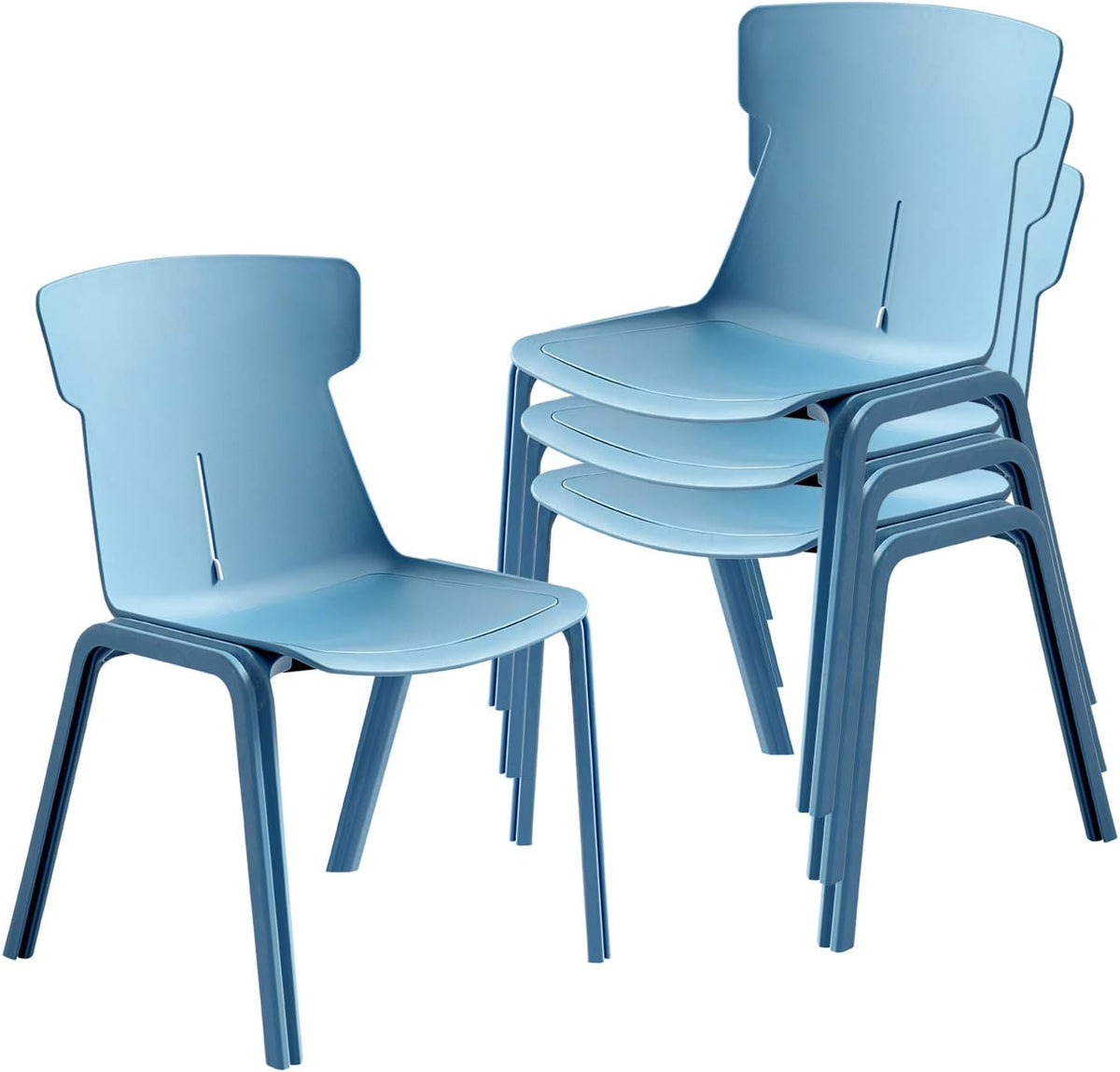 Blue Stacking Chair with Back Support 4 pcs S604
