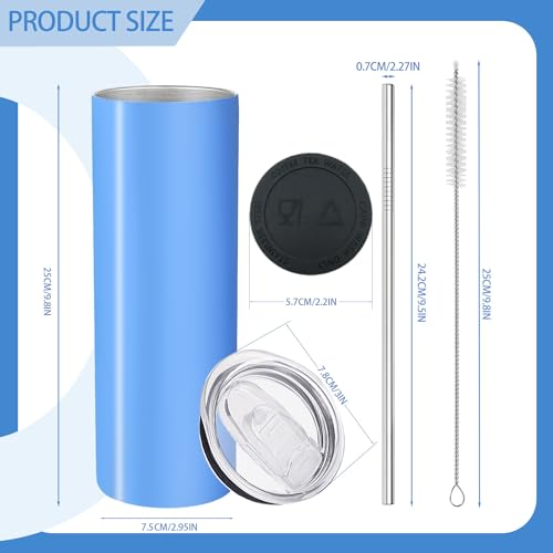 16 Pack 20oz Straight Stainless Steel Double Wall Vacuum Insulated Tumbler with Lid and Straw Z10097