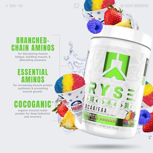 BCAA+EAA Supplement, 30 Servings (Tropical Snocone) Z93679