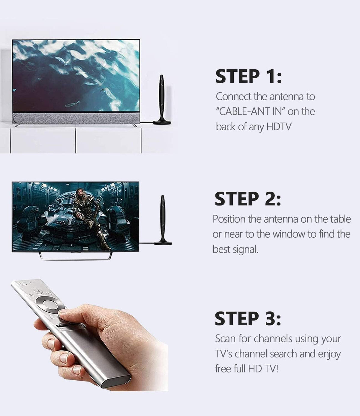 Amplified TV Antenna with 20 ft Coaxial Cable N787