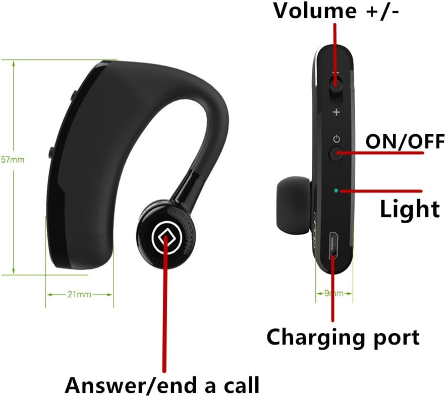 Bluetooth Headset Wireless Single Earpiece Noise Cancelling Headphones R88732