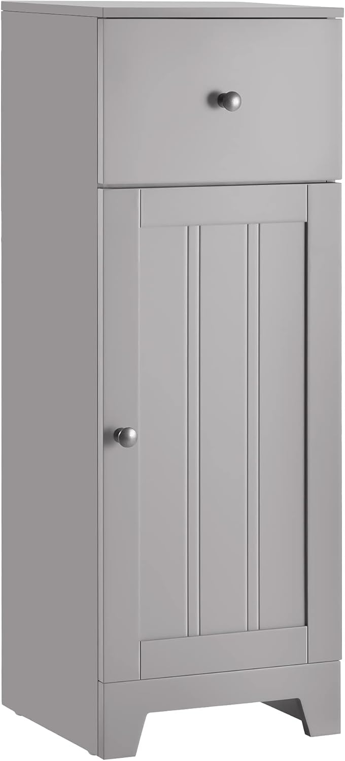 Small White Bathroom Floor Storage Cabinet with 1 Drawer C47418