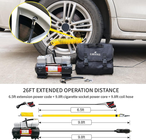 12v Car Air Compressor Double Cylinder Tire Inflator 150PSI Pack of 2 V32359