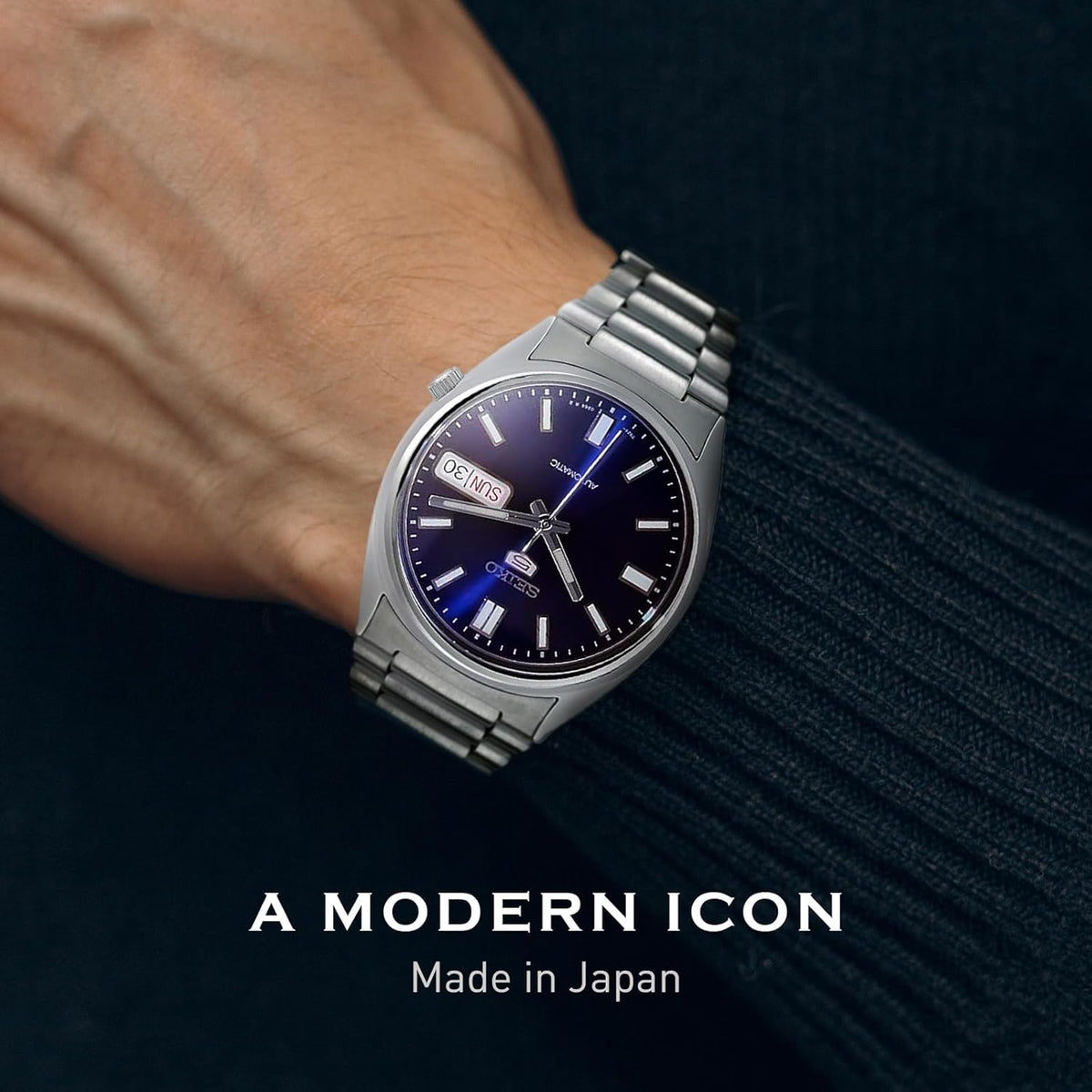 Automatic Watch with Blue Dial, Stainless Steel Case & Bracelet C755