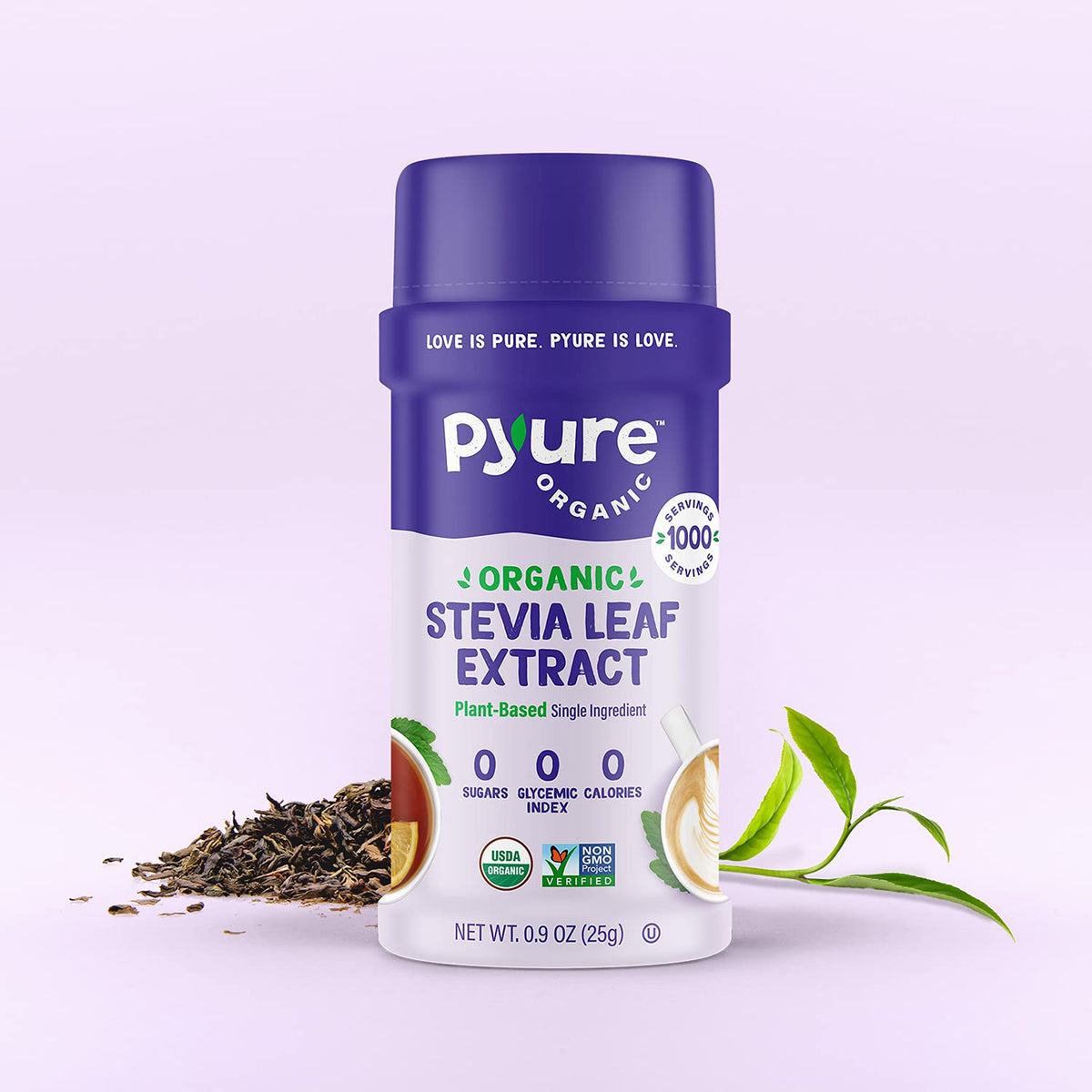 Organic Stevia Sweetener Extract Powder, 2 Piece Set B797455