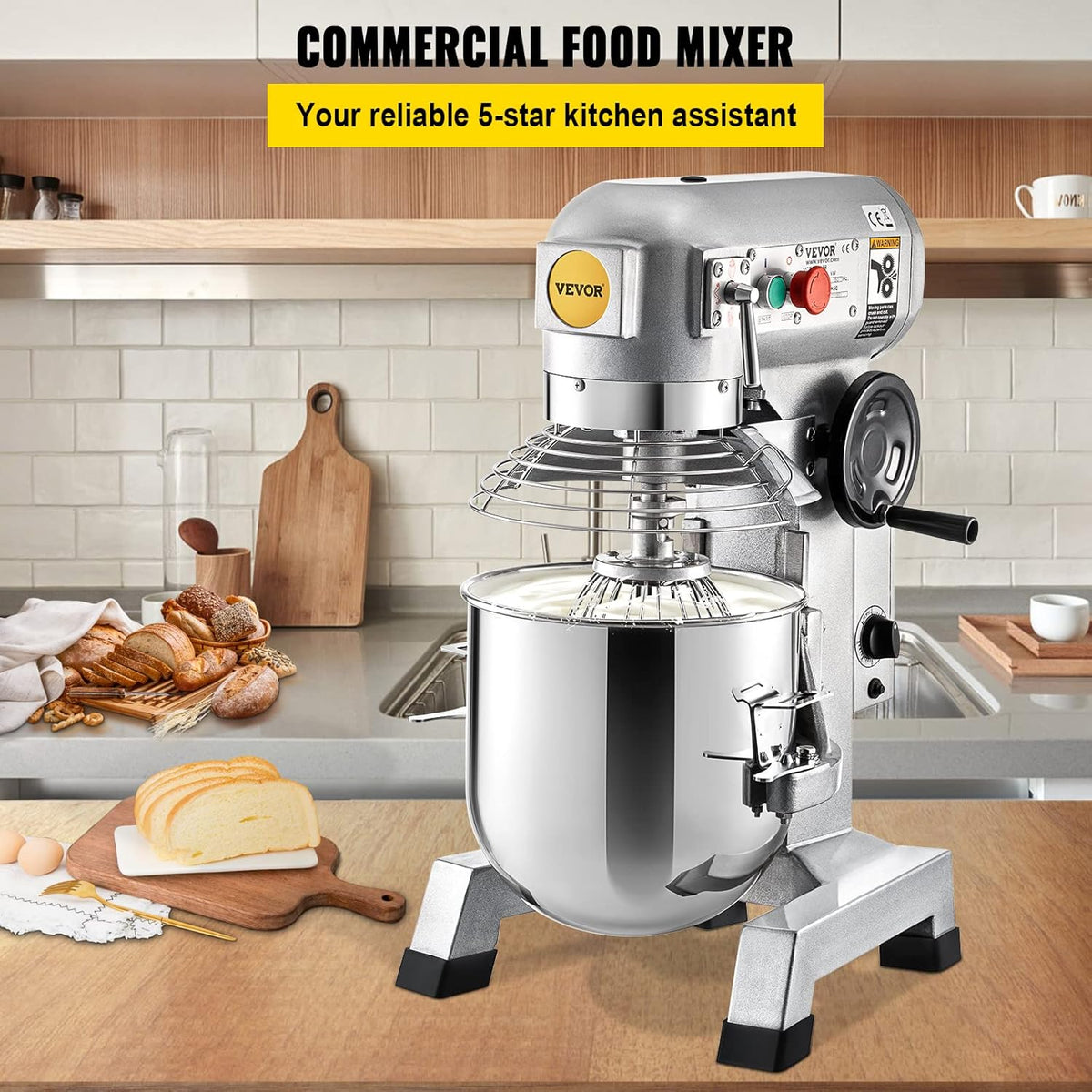 Commercial Food Mixer 10Qt Stainless Steel Bowl 450W 3 Speeds H908507