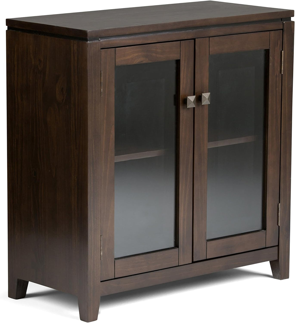 White 30 inch Low Storage Cabinet with 2 Tempered Glass Doors J7283