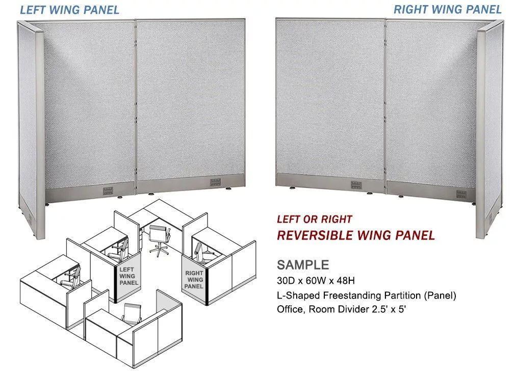 L-Shaped Freestanding Office Partition 78D x 90W x 48H B1521