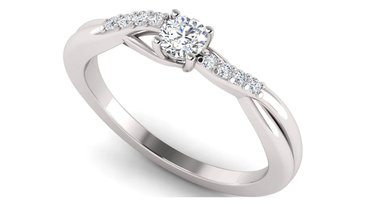 10k White Gold Diamond Halo Engagement Ring W54352