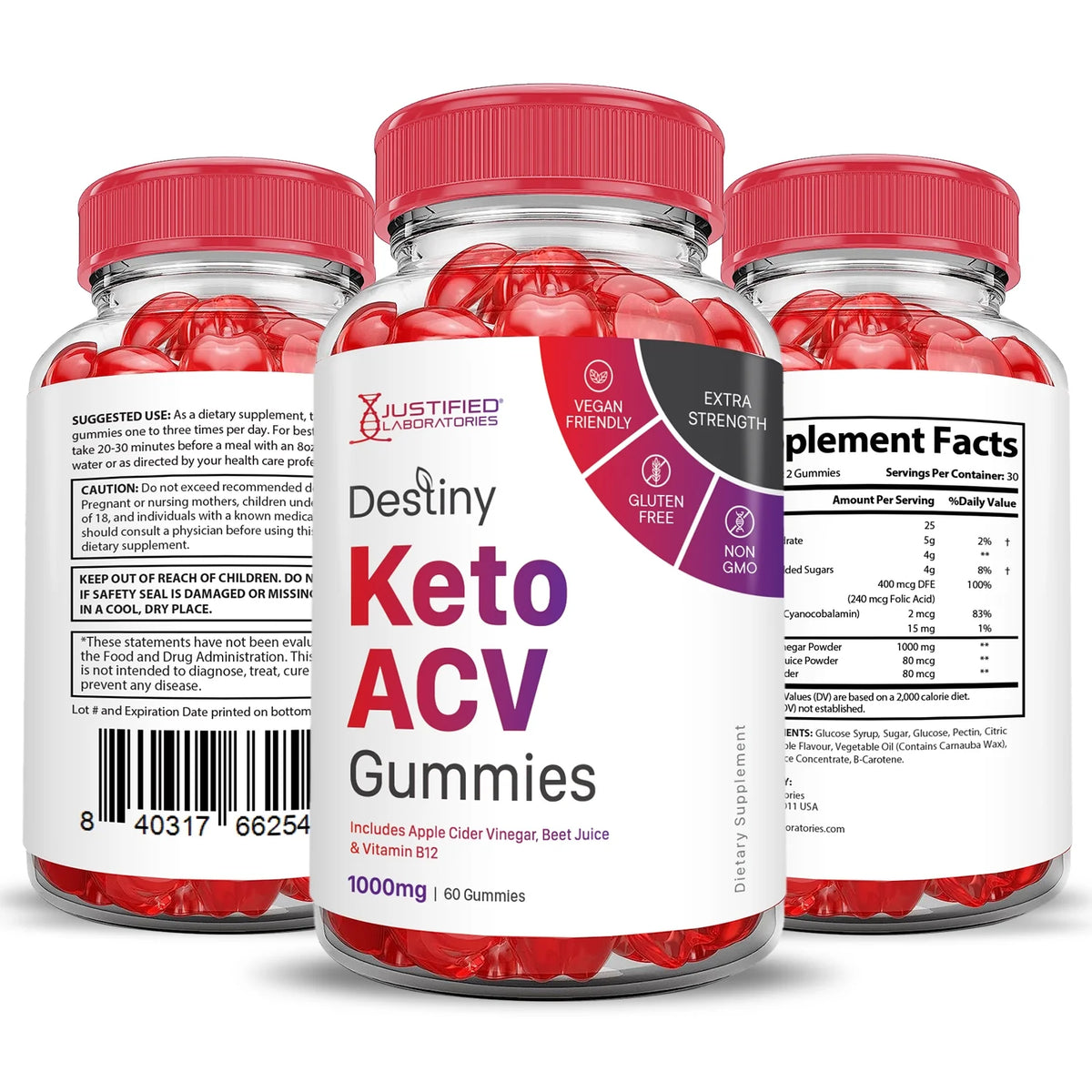 3 Pack 1000MG Dietary Supplement Gummies W284834