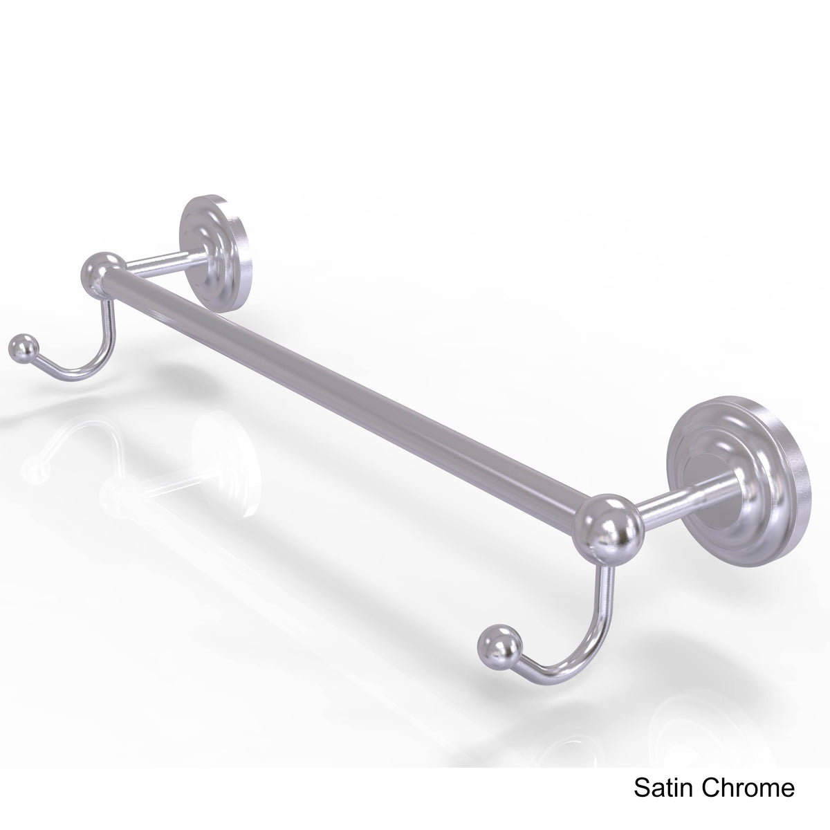 Satin Nickel 24 inch Towel Bar with Integrated Hooks M258