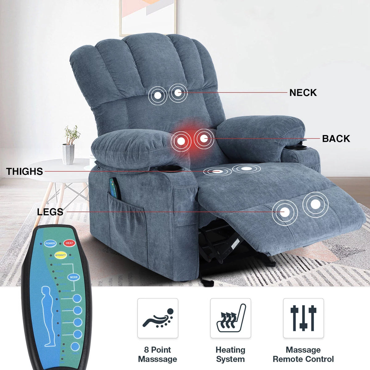 Rocker Recliner with Vibration Massage and Heat I8269