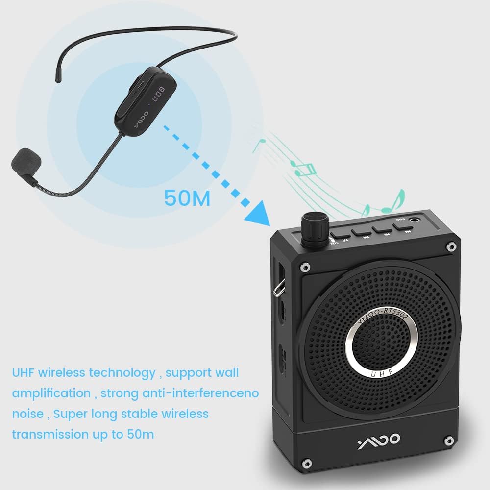 10W Rechargeable Voice Amplifier with UHF Wireless Microphone Headset M90274