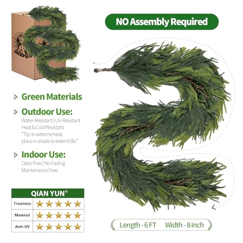 6FT Artificial Norfolk Pine Greenery Christmas Garland K141