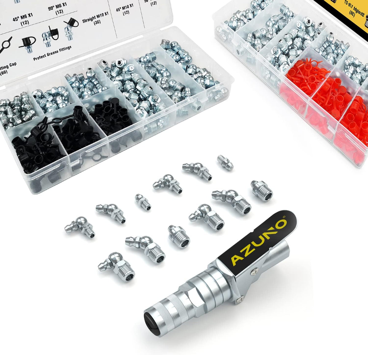 240 Pieces SAE & Metric Grease Fitting Assortment with 120 PCS Grease Fitting Caps N8498