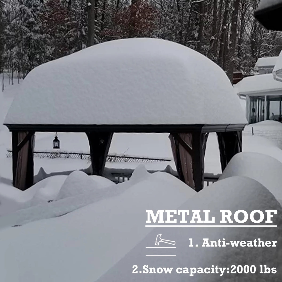 Hardtop Aluminum Gazebo with Mosquito Net and Privacy Sidewalls O9226