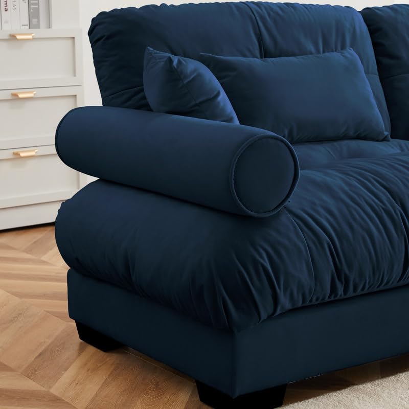 Oversized Modular Velvet Sectional Sofa with Movable Ottoman Y570