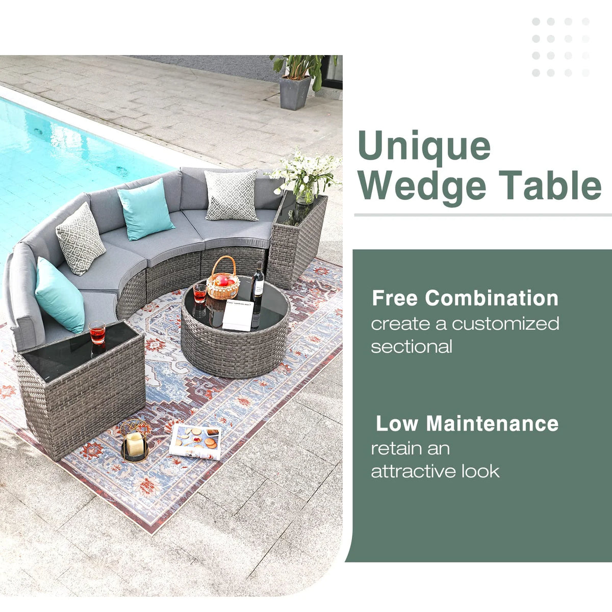 Grey 7-Piece Outdoor Patio Furniture Set with Waterproof Cover T145