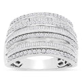 1 Carat Baguette and Round Colorless Diamond Band Ring In Sterling Silver Q8360