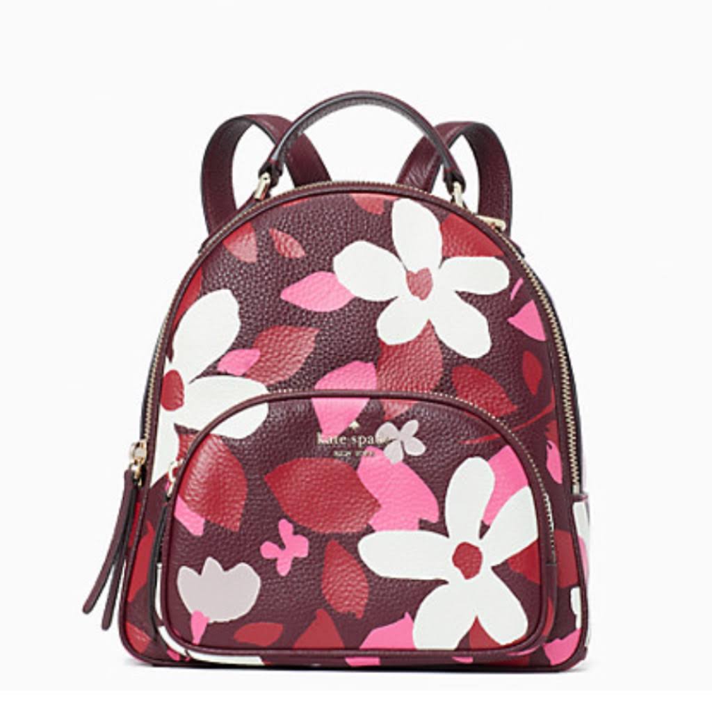 Pink Red Floral Medium Backpack Z290