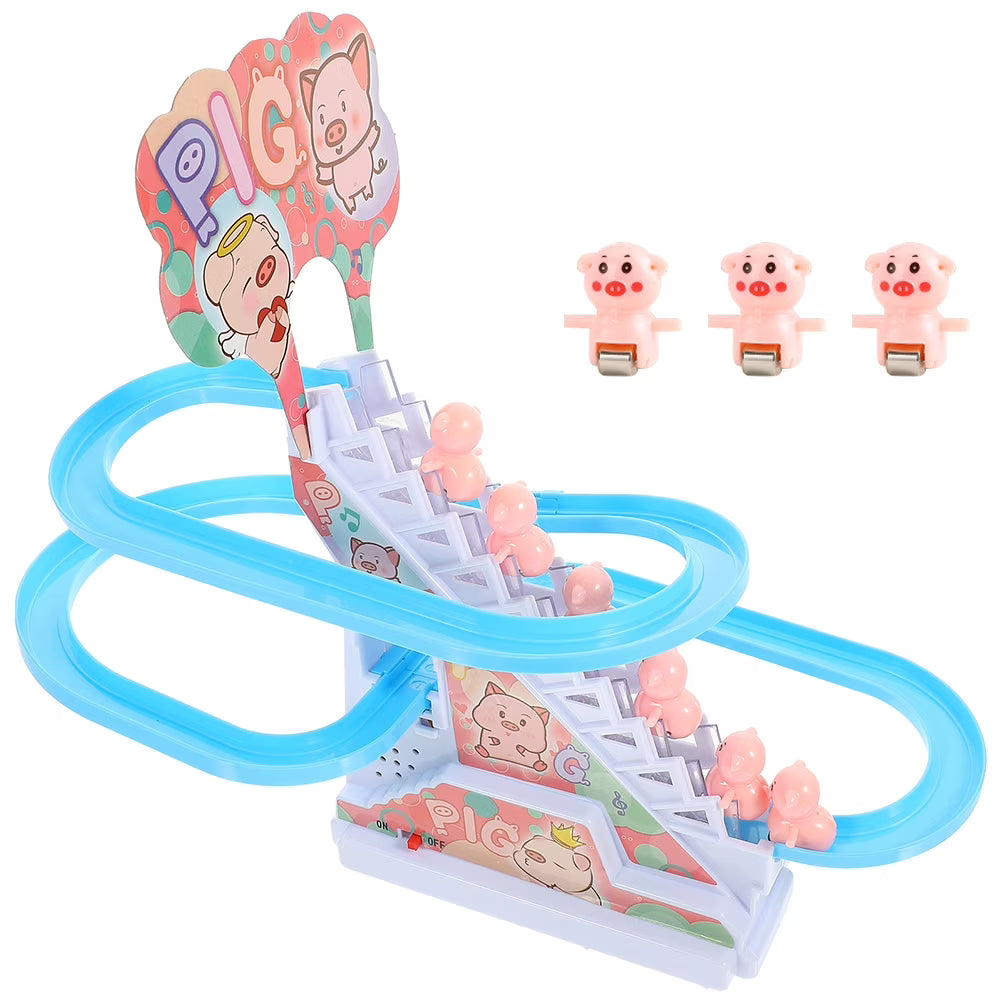 Small Piggy Sliding Toys Electric Piggy Climbing Stairs Tracks Slide Toy G525
