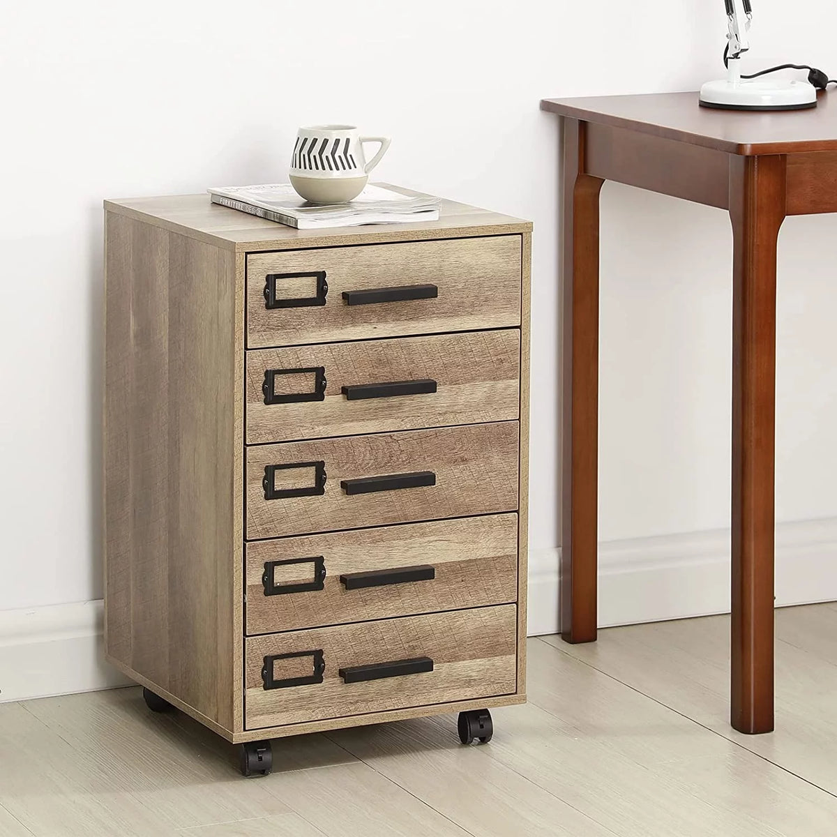 Wood 5 Drawer Dresser with Wheels H6426