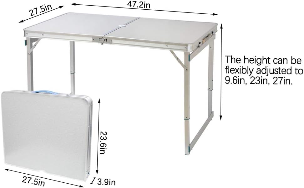 Folding Picnic Table with 4 Seats, Aluminium Alloy Portable Desk Bench T727