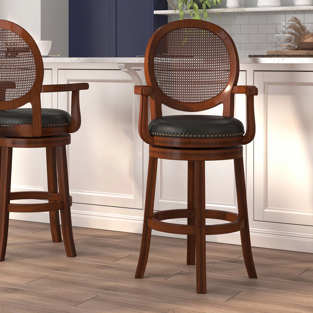 Expresso Wood Barstool with Arms Y747