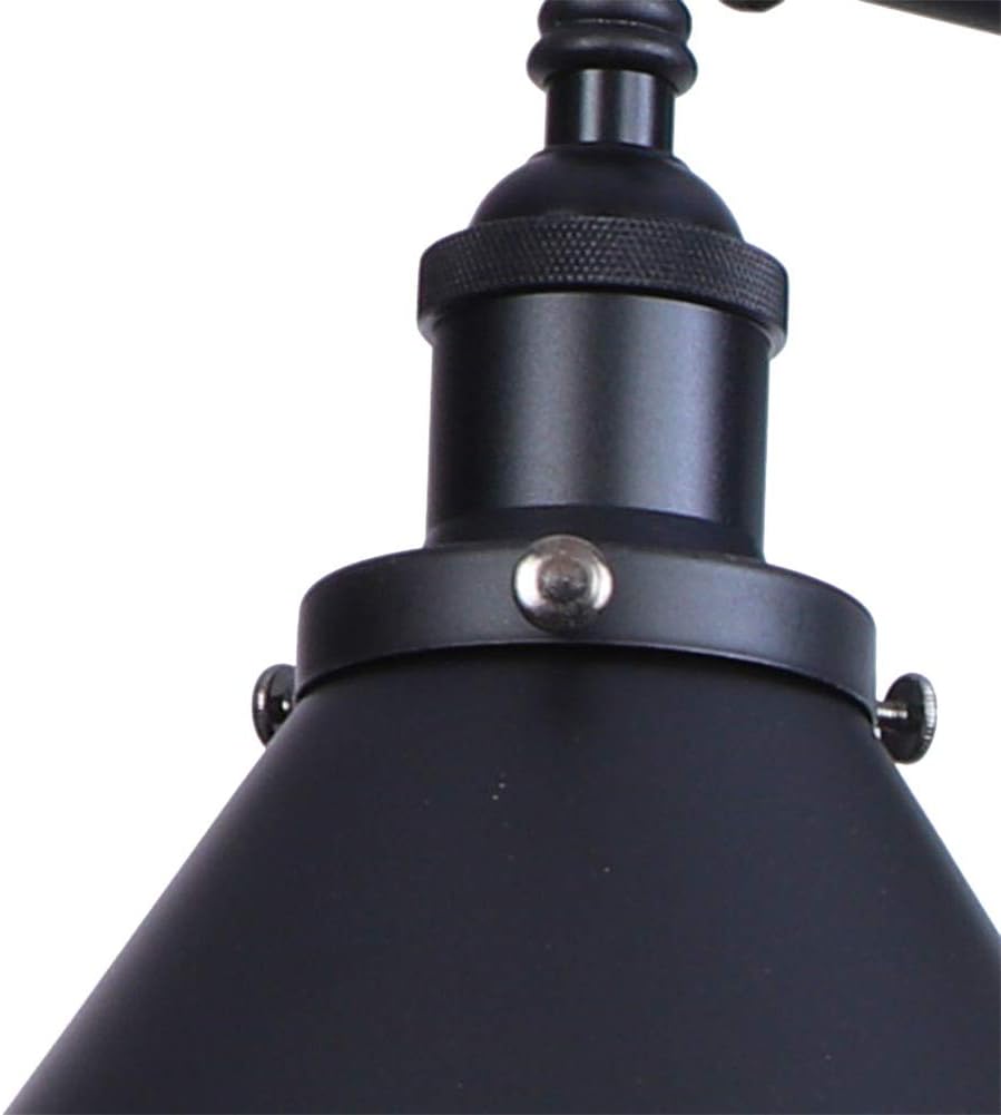 Black Wall Light Sconce 2-Light Adjustable Funnel-Shaped Lampshade E27 Wall Lamp V63934