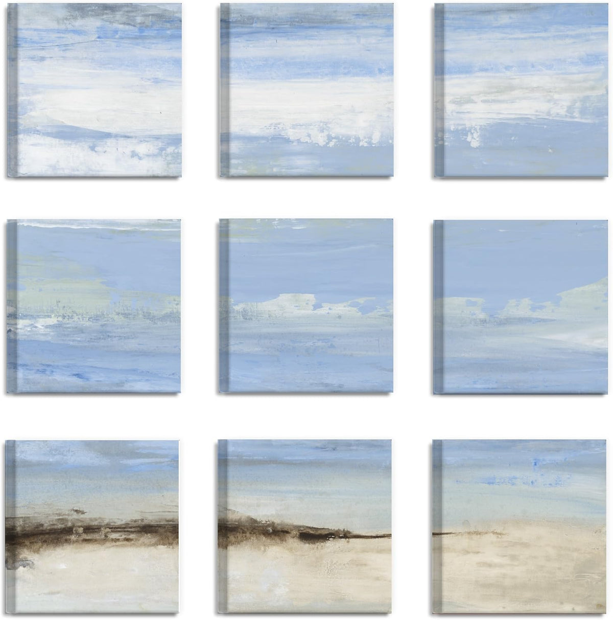 Abstract Beach Seascape 9 pc Wall Art Set Z770