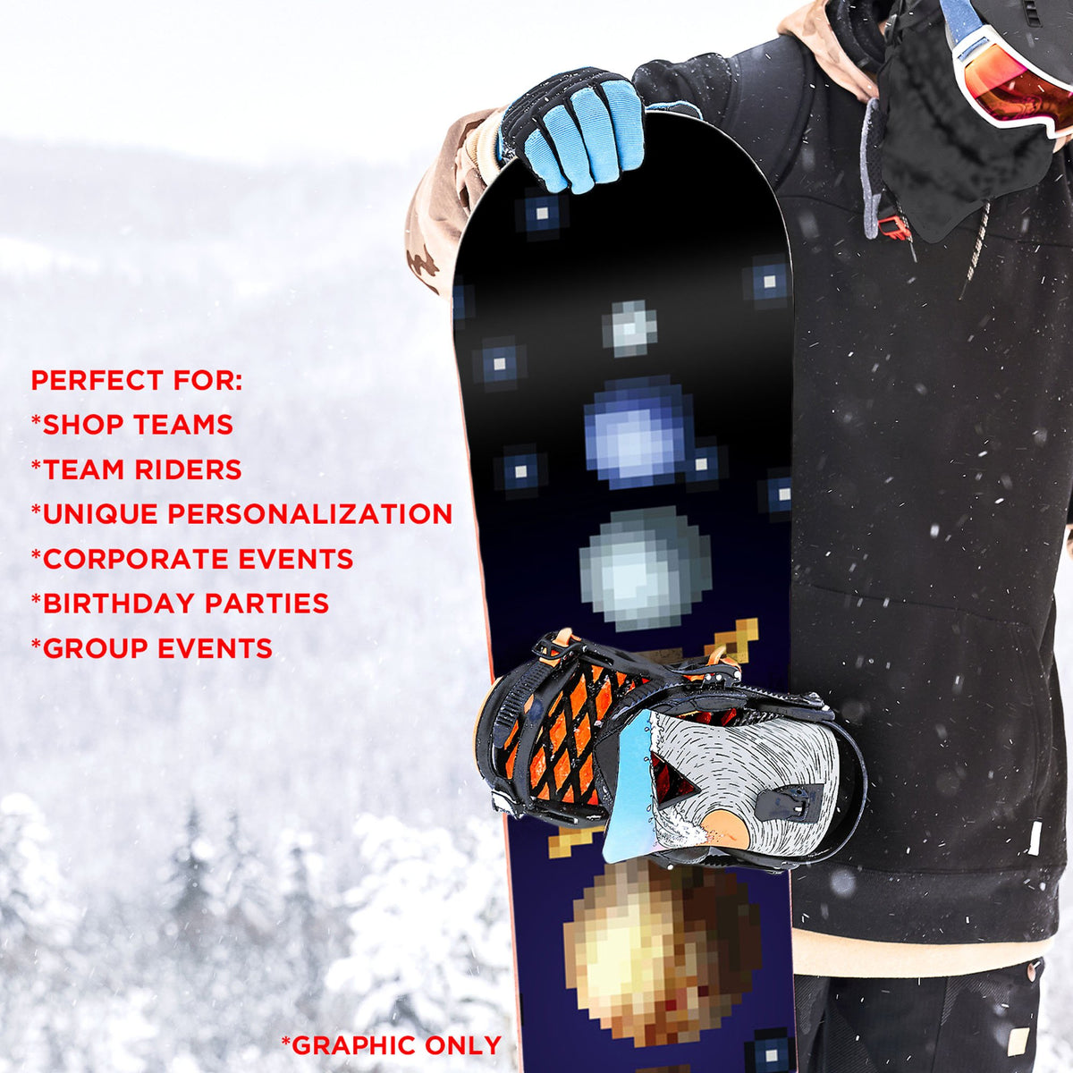 8 bit Solar System Planets Snowboard Wrap Sticker Skin Cover Z7630