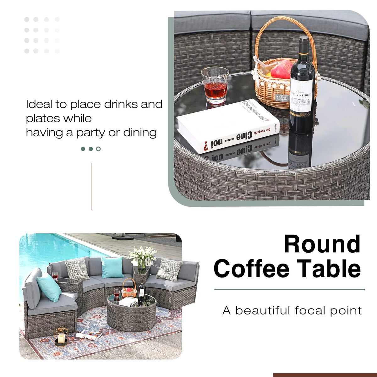 Grey 7-Piece Outdoor Patio Furniture Set with Waterproof Cover T145