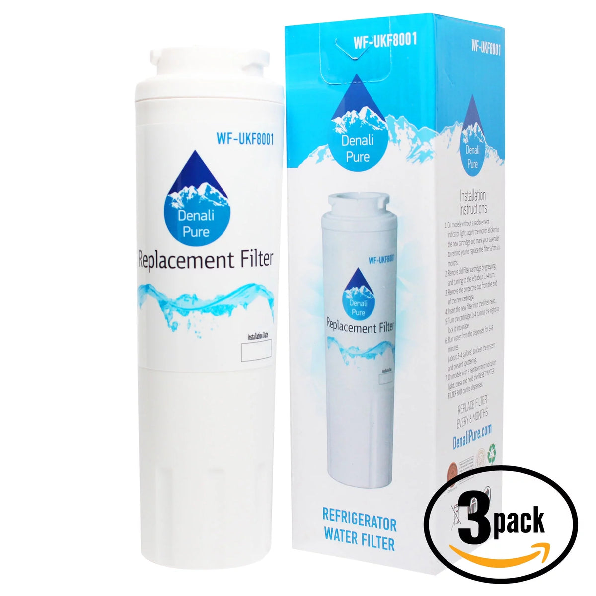 3-Pack Refrigerator Water Filter W8301