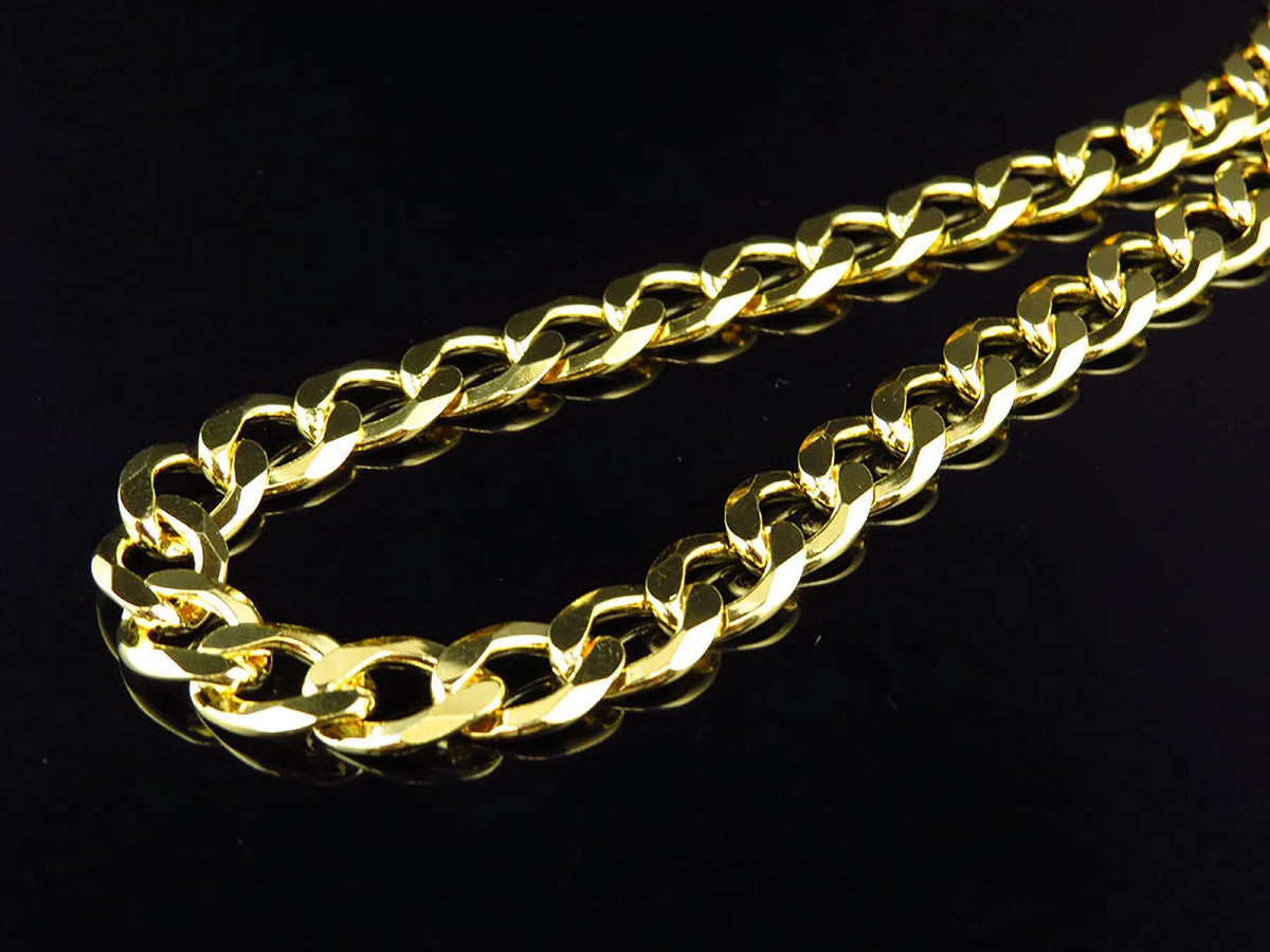 Yellow Gold Finished Curb Cuban Link 10MM Chain Necklace 18"-28" G541561