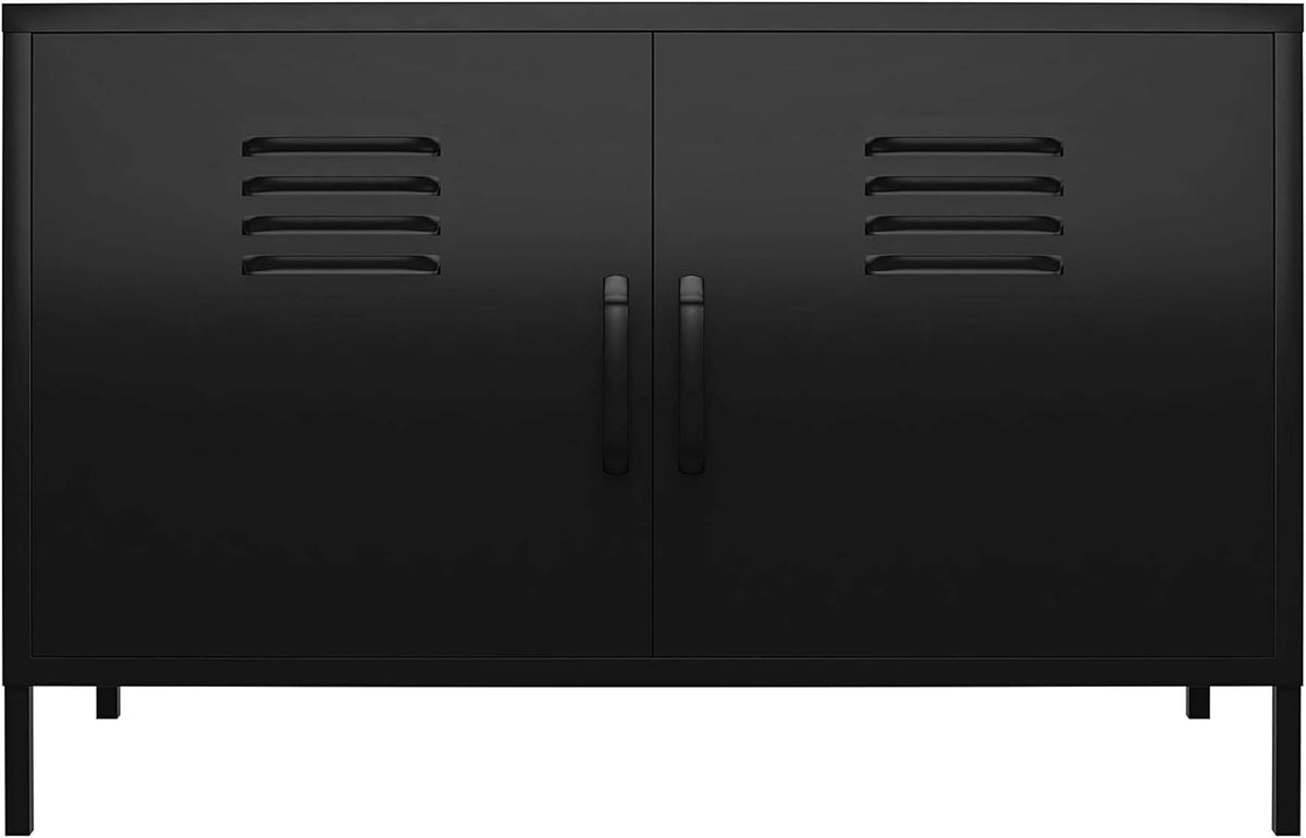 White 2 Door Metal Locker Accent Cabinet H62167