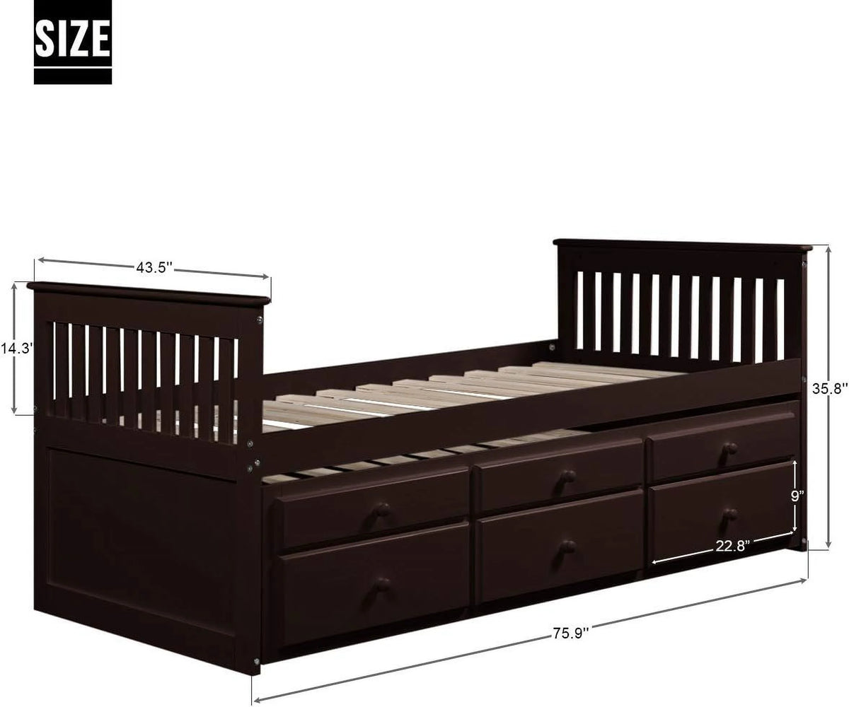 Daybed with Trundle and Storage Drawers D433