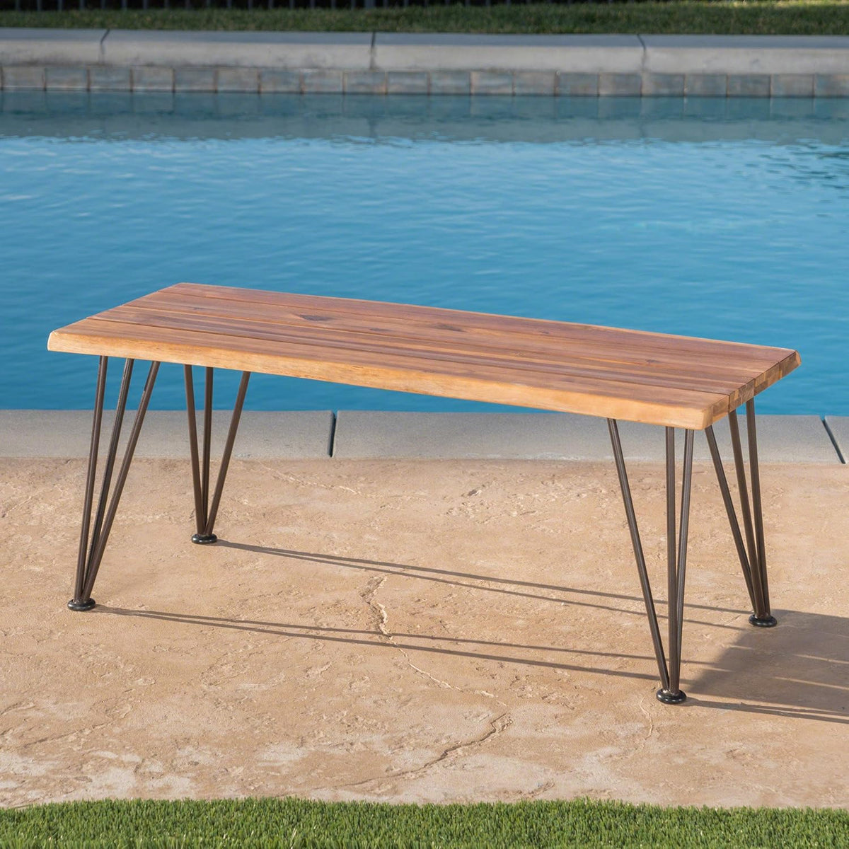 Industrial Iron and Teak Finished Acacia Wood Coffee Table M82492