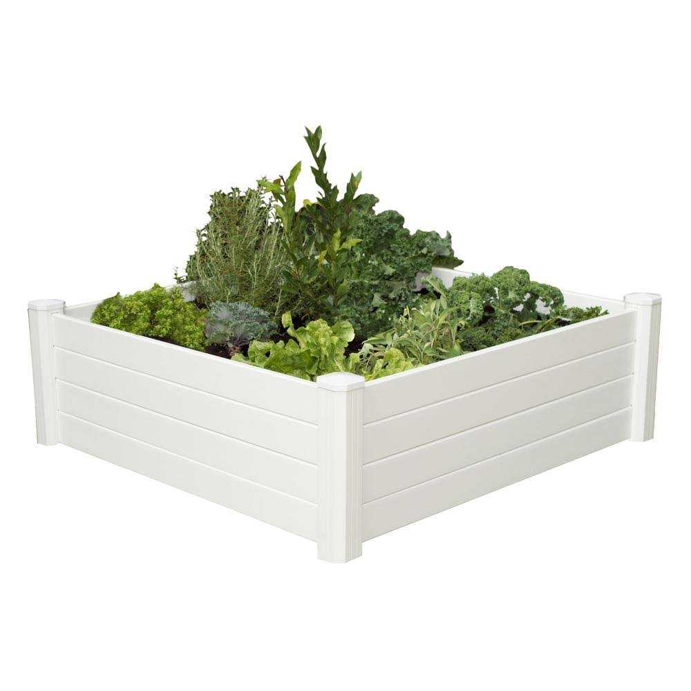4 ft. x 4 ft. x 15 in. White Vinyl Raised Garden Bed G91453
