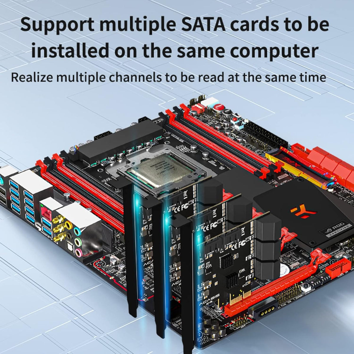 8 Port PCIe SATA 3.0 Controller Expansion Card with 8 SATA Cables and 2 Power Splitter Cables M162
