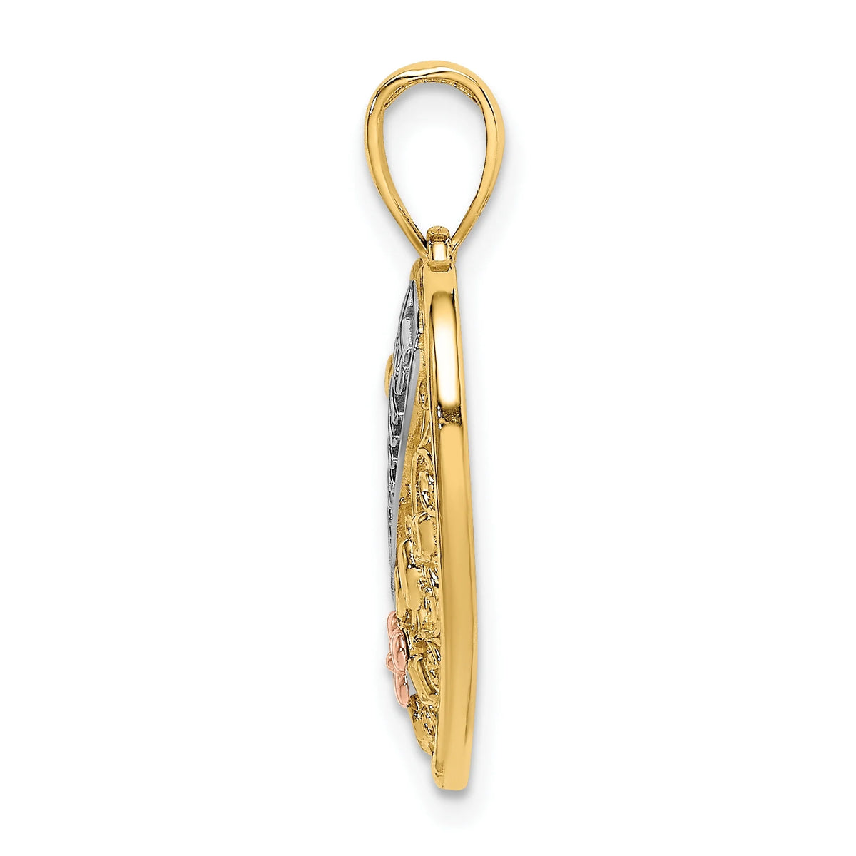 10K Two-Tone Gold Rhodium-Plated Grandma Heart Pendant Charm I46633